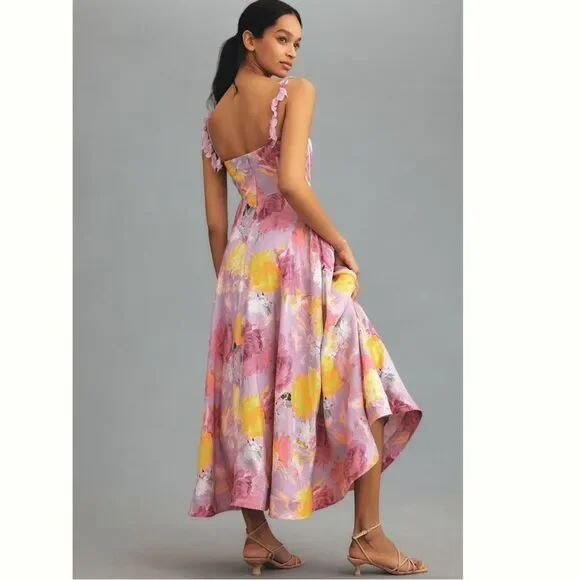 Anthropologie ML Monique Lhuillier Carmen
Sweetheart Linen Midi Dress / size 12 - Picture 3 of 13